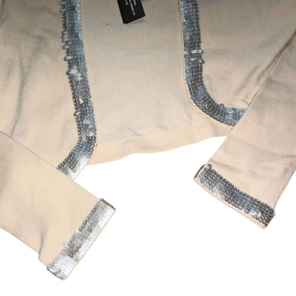International Concepts Petite Womens SIlk Sequin Trim Cardigan Shrug-Cream-NWT(f - Picture 4 of 5